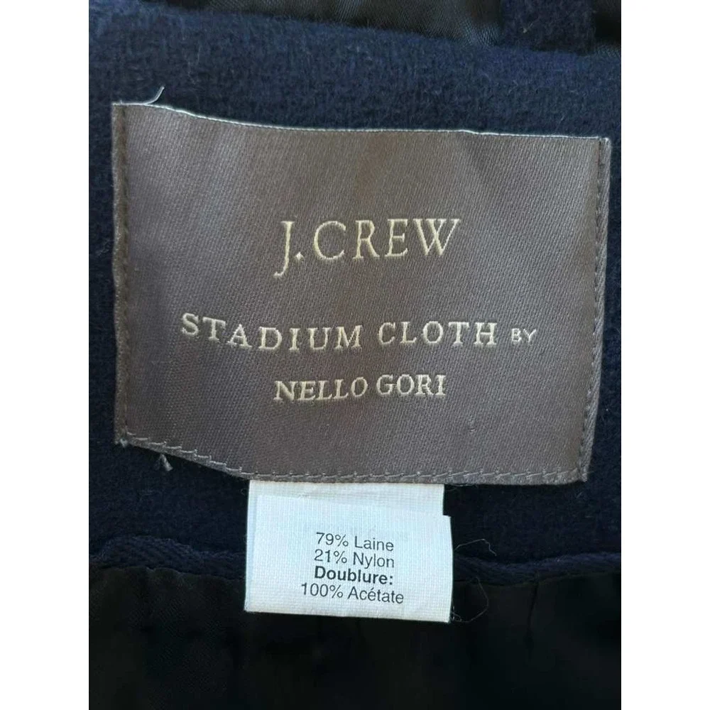 J.Crew Stadium Cloth Nello Gori Navy Blue Hooded Wool Blend Coat Parka 31410 - Picture 4 of 10